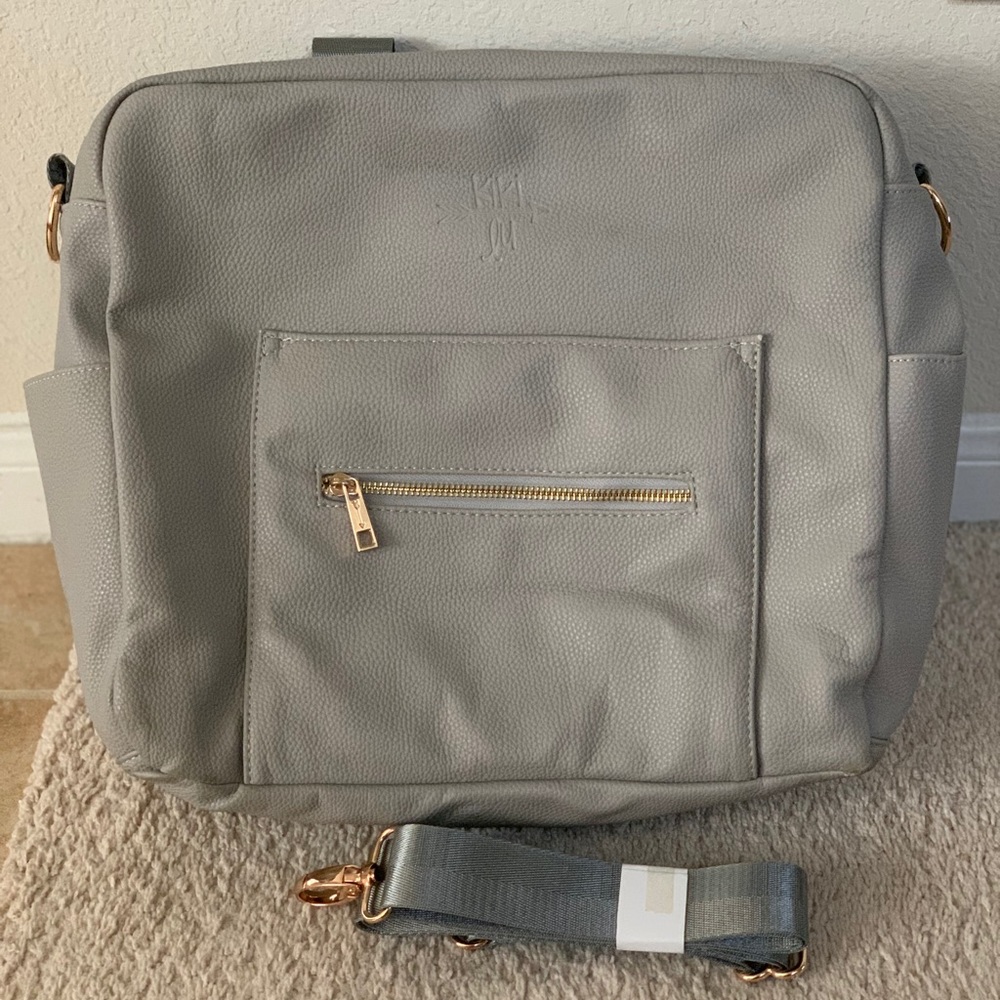 Gray KiKiLu Leather Diaper Bag